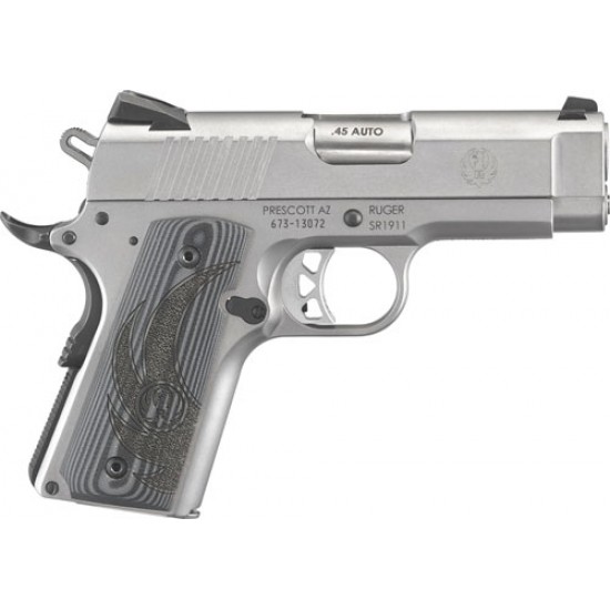 RUGER SR1911 .45 ACP FS 7-SHOT OFFICER STAINLESS G10 GRIPS