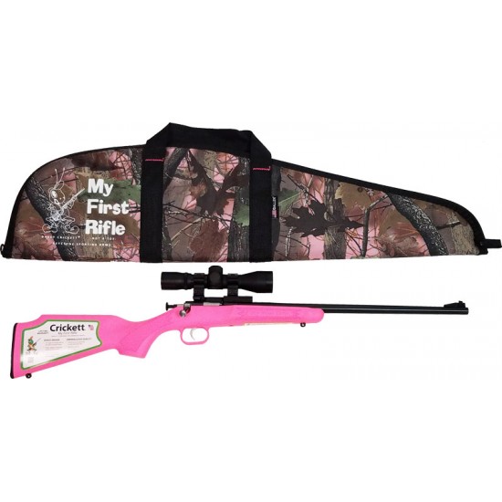 CRICKETT RIFLE G2 .22LR BLUED/ PINK SYNTH W/SCOPE AND CASE