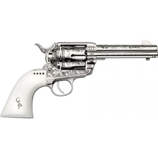 CIMARRON GEORGE PATTON V2 45LC PW FS 4.75" ENGRAVED NICKEL