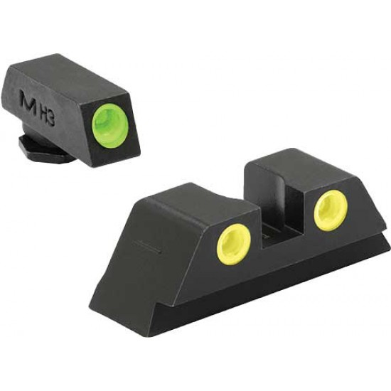 MEPROLIGHT NIGHT SIGHT FIXED SET GREEN/YELLOW MOST GLOCKS