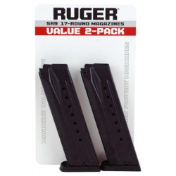 RUGER MAGAZINE SR9 9MM LUGER 17-ROUNDS BLUED STEEL 2-PACK RUGER MAGAZINE SR9 9MM LUGER 17-ROUNDS BLUED STEEL 2-PACK