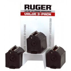 RUGER MAGAZINE 10/22 .22LR 10-ROUNDS BLACK PLASTIC 3-PACK RUGER MAGAZINE 10/22 .22LR 10-ROUNDS BLACK PLASTIC 3-PACK