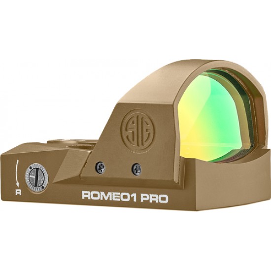 SIG SAUER OPTICS REFLEX SIGHT ROMEO1 PRO 6MOA 1X30 STEEL SHROUD FDE