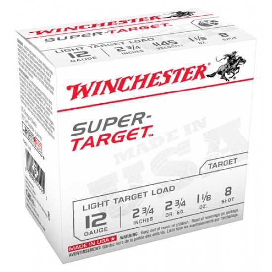 WINCHESTER AMMO SUPER TARGET 12GA. 1145FPS. 1-1/8OZ. #8 25-PACK