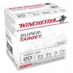 WINCHESTER AMMO SUPER TARGET 20GA. 1200FPS. 7/8OZ. #7.5 25-PACK WINCHESTER AMMO SUPER TARGET 20GA. 1200FPS. 7/8OZ. #7.5 25-PACK