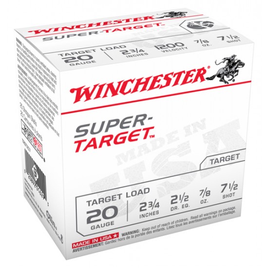 WINCHESTER AMMO SUPER TARGET 20GA. 1200FPS. 7/8OZ. #7.5 25-PACK